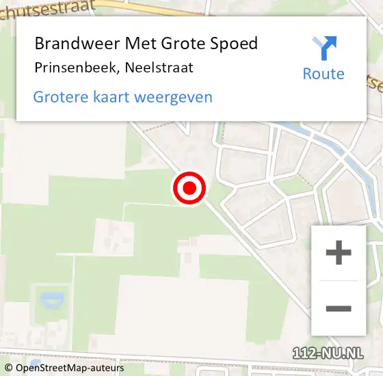Locatie op kaart van de 112 melding: Brandweer Met Grote Spoed Naar Prinsenbeek, Neelstraat op 26 november 2021 22:39