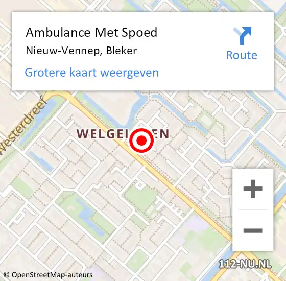 Locatie op kaart van de 112 melding: Ambulance Met Spoed Naar Nieuw-Vennep, Bleker op 26 november 2021 22:51