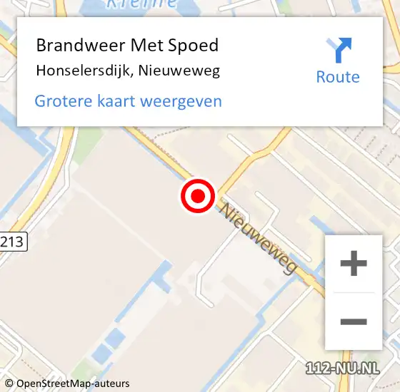 Locatie op kaart van de 112 melding: Brandweer Met Spoed Naar Honselersdijk, Nieuweweg op 26 november 2021 23:14