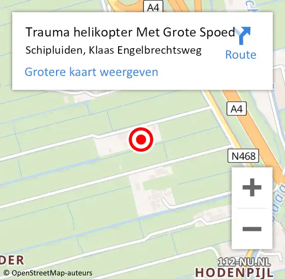 Locatie op kaart van de 112 melding: Trauma helikopter Met Grote Spoed Naar Schipluiden, Klaas Engelbrechtsweg op 26 november 2021 23:32