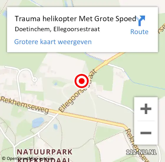 Locatie op kaart van de 112 melding: Trauma helikopter Met Grote Spoed Naar Doetinchem, Ellegoorsestraat op 27 november 2021 00:06