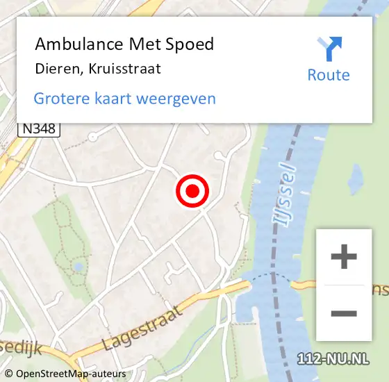 Locatie op kaart van de 112 melding: Ambulance Met Spoed Naar Dieren, Kruisstraat op 27 november 2021 00:20