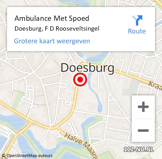 Locatie op kaart van de 112 melding: Ambulance Met Spoed Naar Doesburg, F D Rooseveltsingel op 27 november 2021 01:42