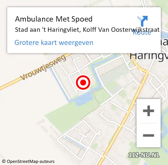 Locatie op kaart van de 112 melding: Ambulance Met Spoed Naar Stad aan 't Haringvliet, Kolff Van Oosterwijkstraat op 30 juni 2014 15:46