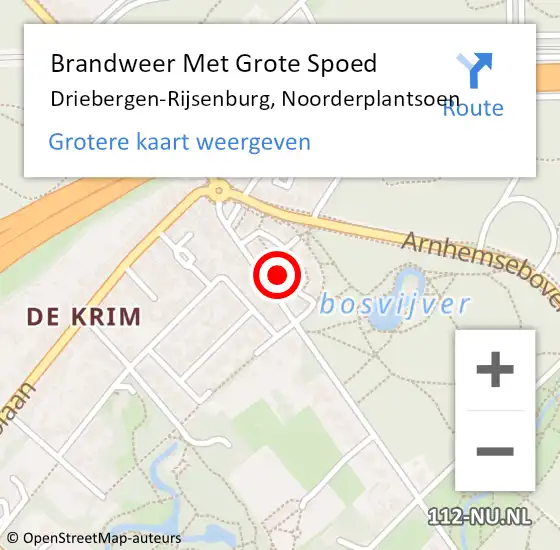 Locatie op kaart van de 112 melding: Brandweer Met Grote Spoed Naar Driebergen-Rijsenburg, Noorderplantsoen op 27 november 2021 02:07