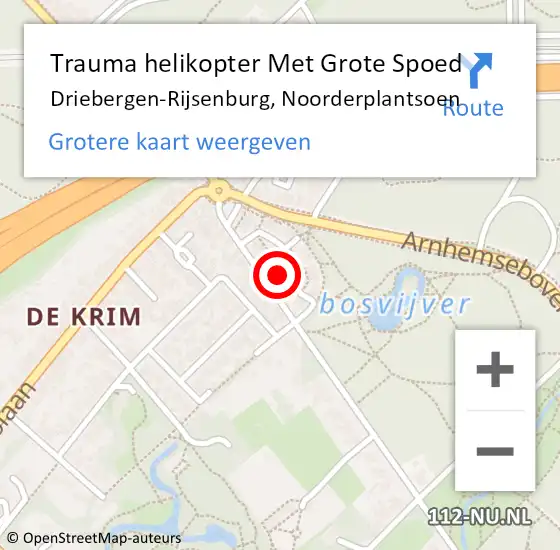 Locatie op kaart van de 112 melding: Trauma helikopter Met Grote Spoed Naar Driebergen-Rijsenburg, Noorderplantsoen op 27 november 2021 02:10
