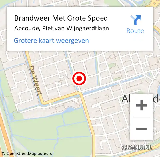 Locatie op kaart van de 112 melding: Brandweer Met Grote Spoed Naar Abcoude, Piet van Wijngaerdtlaan op 27 november 2021 02:19