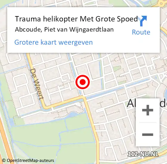 Locatie op kaart van de 112 melding: Trauma helikopter Met Grote Spoed Naar Abcoude, Piet van Wijngaerdtlaan op 27 november 2021 02:22