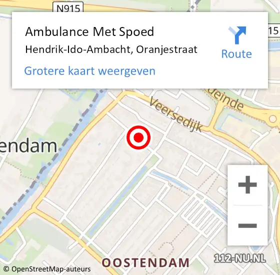 Locatie op kaart van de 112 melding: Ambulance Met Spoed Naar Hendrik-Ido-Ambacht, Oranjestraat op 27 november 2021 02:23