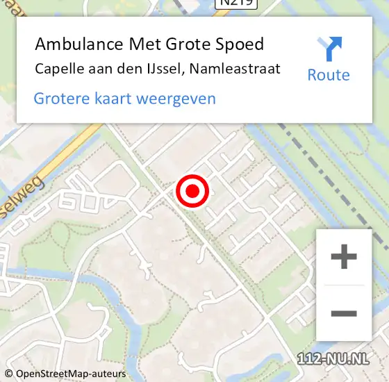 Locatie op kaart van de 112 melding: Ambulance Met Grote Spoed Naar Capelle aan den IJssel, Namleastraat op 27 november 2021 03:21