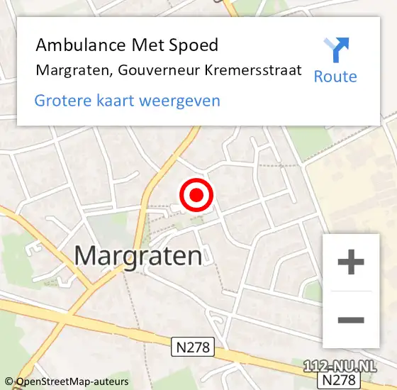 Locatie op kaart van de 112 melding: Ambulance Met Spoed Naar Margraten, Gouverneur Kremersstraat op 30 juni 2014 15:49