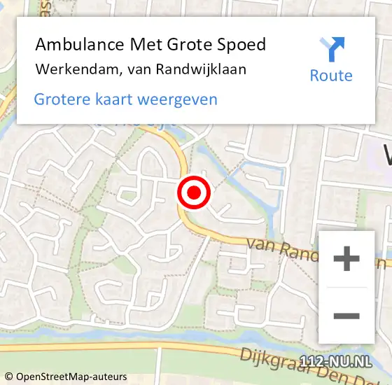 Locatie op kaart van de 112 melding: Ambulance Met Grote Spoed Naar Werkendam, van Randwijklaan op 27 november 2021 03:51