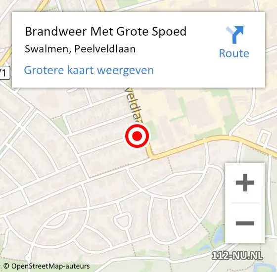 Locatie op kaart van de 112 melding: Brandweer Met Grote Spoed Naar Swalmen, Peelveldlaan op 27 november 2021 04:36