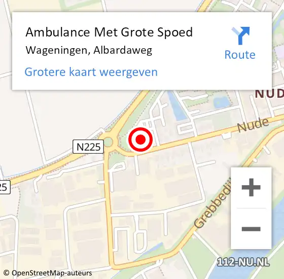 Locatie op kaart van de 112 melding: Ambulance Met Grote Spoed Naar Wageningen, Albardaweg op 27 november 2021 04:36