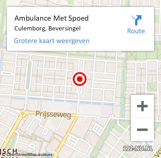 Locatie op kaart van de 112 melding: Ambulance Met Spoed Naar Culemborg, Beversingel op 27 november 2021 05:38