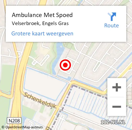 Locatie op kaart van de 112 melding: Ambulance Met Spoed Naar Velserbroek, Engels Gras op 27 november 2021 06:05