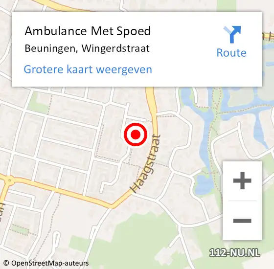 Locatie op kaart van de 112 melding: Ambulance Met Spoed Naar Beuningen, Wingerdstraat op 27 november 2021 06:23