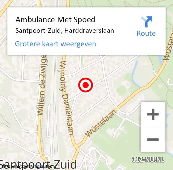 Locatie op kaart van de 112 melding: Ambulance Met Spoed Naar Santpoort-Zuid, Harddraverslaan op 27 november 2021 06:40