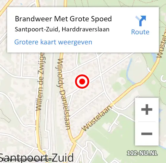 Locatie op kaart van de 112 melding: Brandweer Met Grote Spoed Naar Santpoort-Zuid, Harddraverslaan op 27 november 2021 07:03