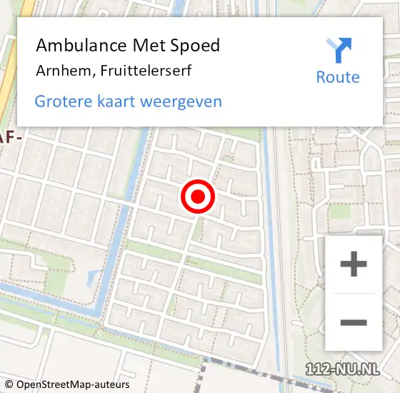 Locatie op kaart van de 112 melding: Ambulance Met Spoed Naar Arnhem, Fruittelerserf op 27 november 2021 07:45