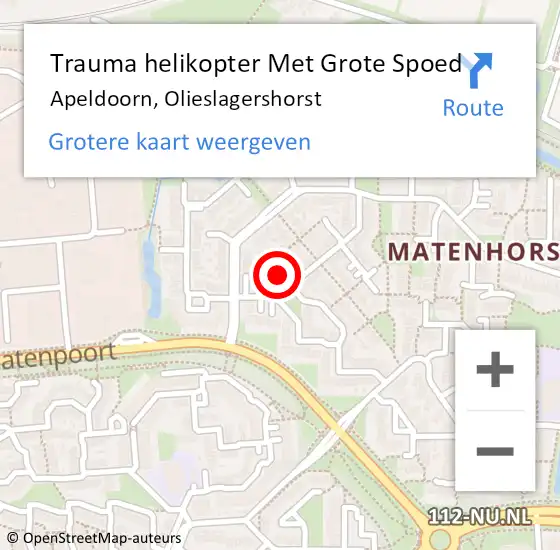 Locatie op kaart van de 112 melding: Trauma helikopter Met Grote Spoed Naar Apeldoorn, Olieslagershorst op 27 november 2021 07:59