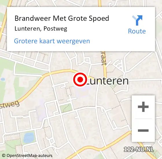 Locatie op kaart van de 112 melding: Brandweer Met Grote Spoed Naar Lunteren, Postweg op 27 november 2021 08:04