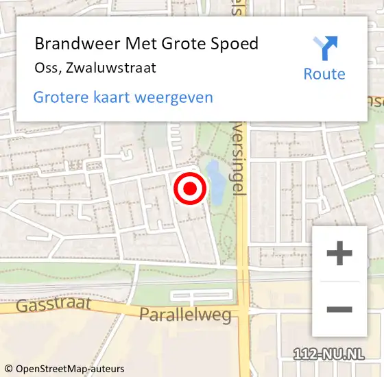 Locatie op kaart van de 112 melding: Brandweer Met Grote Spoed Naar Oss, Zwaluwstraat op 27 november 2021 08:08