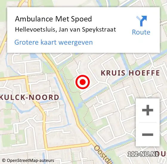 Locatie op kaart van de 112 melding: Ambulance Met Spoed Naar Hellevoetsluis, Jan van Speykstraat op 27 november 2021 08:48