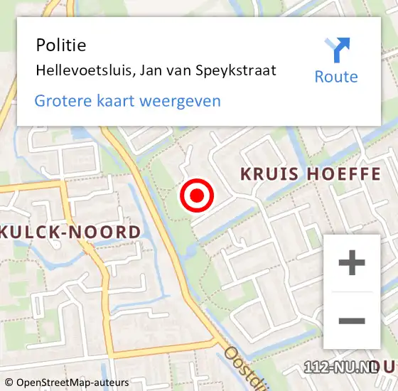 Locatie op kaart van de 112 melding: Politie Hellevoetsluis, Jan van Speykstraat op 27 november 2021 08:49