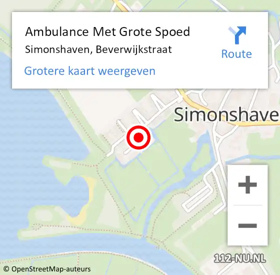 Locatie op kaart van de 112 melding: Ambulance Met Grote Spoed Naar Simonshaven, Beverwijkstraat op 27 november 2021 08:52