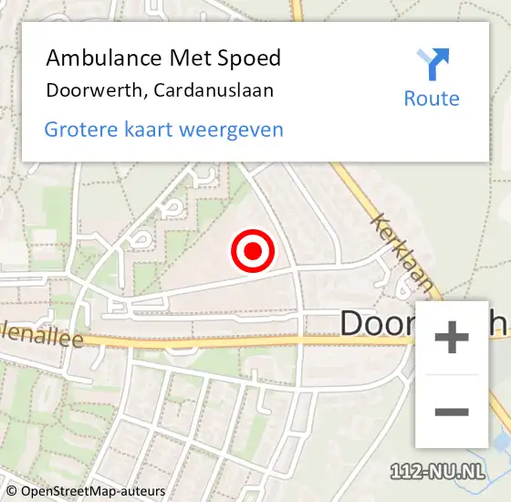 Locatie op kaart van de 112 melding: Ambulance Met Spoed Naar Doorwerth, Cardanuslaan op 27 november 2021 08:58