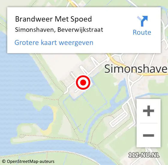 Locatie op kaart van de 112 melding: Brandweer Met Spoed Naar Simonshaven, Beverwijkstraat op 27 november 2021 09:07