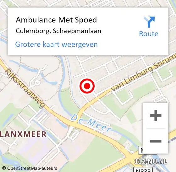 Locatie op kaart van de 112 melding: Ambulance Met Spoed Naar Culemborg, Schaepmanlaan op 27 november 2021 09:30