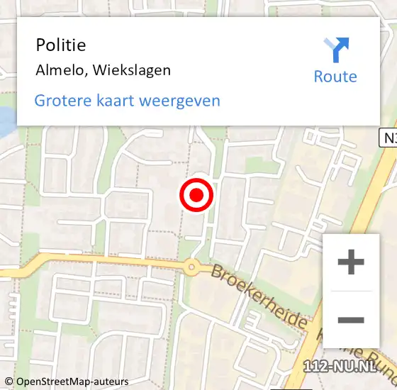Locatie op kaart van de 112 melding: Politie Almelo, Wiekslagen op 27 november 2021 09:32