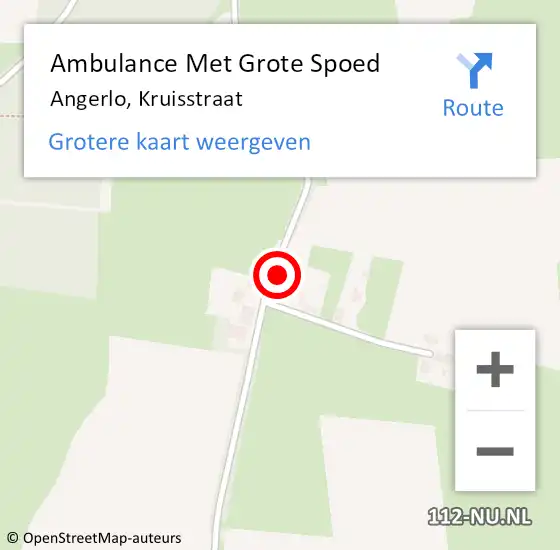 Locatie op kaart van de 112 melding: Ambulance Met Grote Spoed Naar Angerlo, Kruisstraat op 27 november 2021 09:46