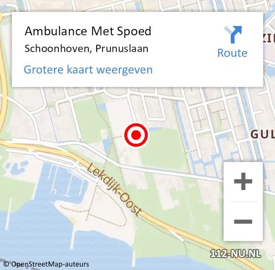 Locatie op kaart van de 112 melding: Ambulance Met Spoed Naar Schoonhoven, Prunuslaan op 27 november 2021 10:10