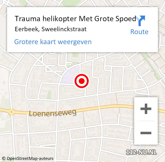 Locatie op kaart van de 112 melding: Trauma helikopter Met Grote Spoed Naar Eerbeek, Sweelinckstraat op 27 november 2021 10:11