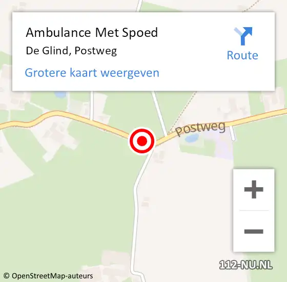 Locatie op kaart van de 112 melding: Ambulance Met Spoed Naar De Glind, Postweg op 27 november 2021 10:21