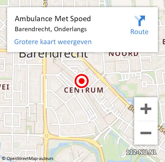 Locatie op kaart van de 112 melding: Ambulance Met Spoed Naar Barendrecht, Onderlangs op 27 november 2021 10:22