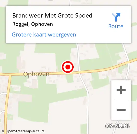 Locatie op kaart van de 112 melding: Brandweer Met Grote Spoed Naar Roggel, Ophoven op 27 november 2021 10:25