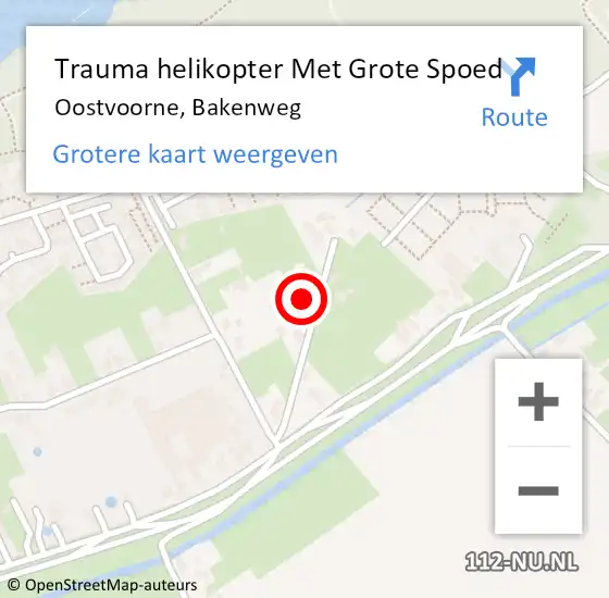 Locatie op kaart van de 112 melding: Trauma helikopter Met Grote Spoed Naar Oostvoorne, Bakenweg op 27 november 2021 10:26