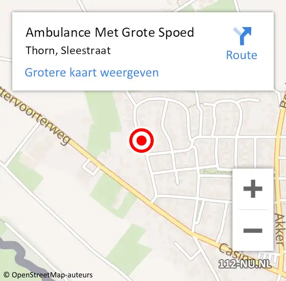 Locatie op kaart van de 112 melding: Ambulance Met Grote Spoed Naar Thorn, Sleestraat op 27 november 2021 10:43