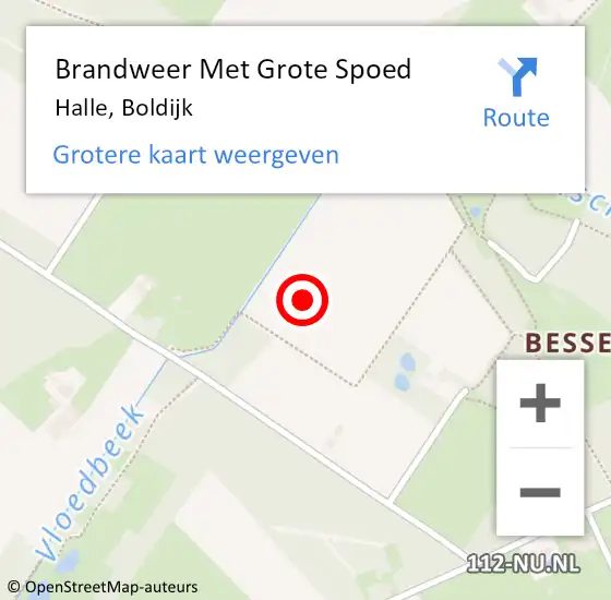 Locatie op kaart van de 112 melding: Brandweer Met Grote Spoed Naar Halle, Boldijk op 27 november 2021 10:55