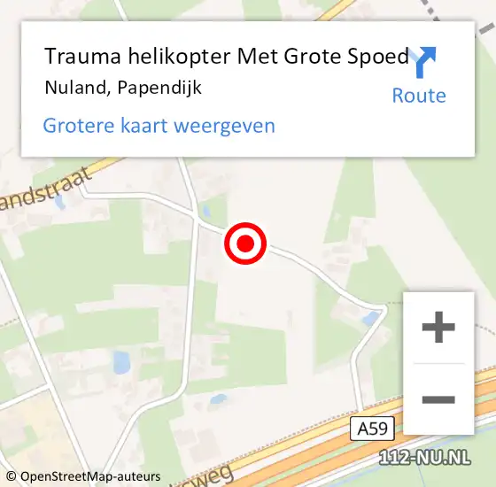 Locatie op kaart van de 112 melding: Trauma helikopter Met Grote Spoed Naar Nuland, Papendijk op 27 november 2021 10:57