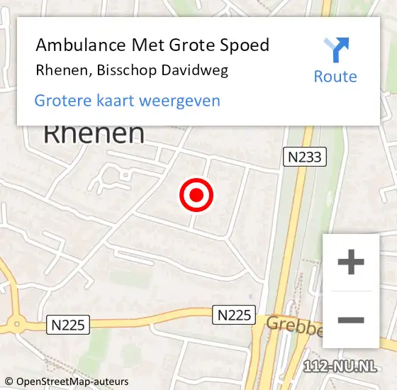 Locatie op kaart van de 112 melding: Ambulance Met Grote Spoed Naar Rhenen, Bisschop Davidweg op 27 november 2021 11:02