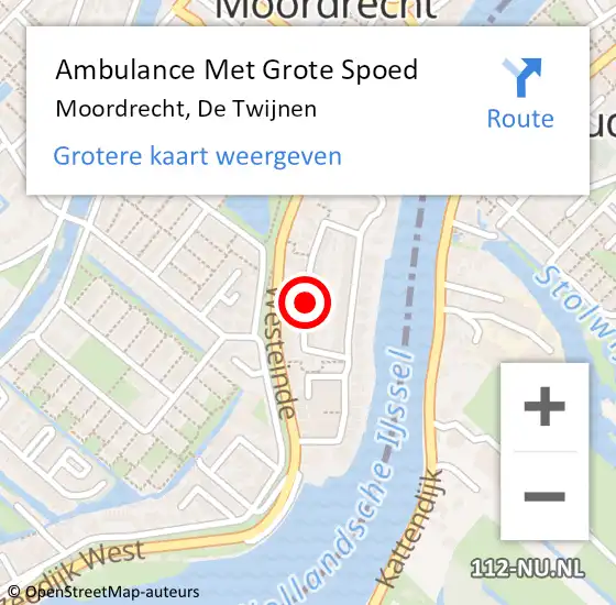 Locatie op kaart van de 112 melding: Ambulance Met Grote Spoed Naar Moordrecht, De Twijnen op 30 juni 2014 16:12