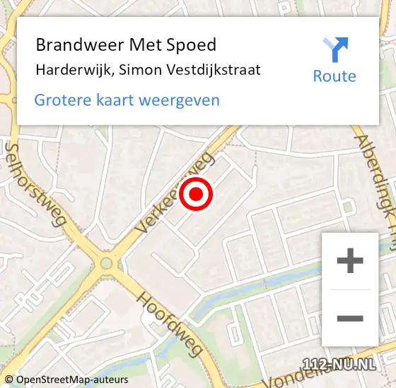 Locatie op kaart van de 112 melding: Brandweer Met Spoed Naar Harderwijk, Simon Vestdijkstraat op 27 november 2021 11:06