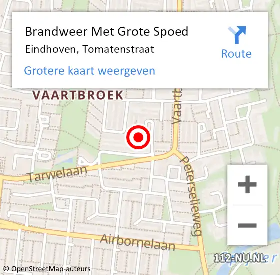 Locatie op kaart van de 112 melding: Brandweer Met Grote Spoed Naar Eindhoven, Tomatenstraat op 27 november 2021 11:16