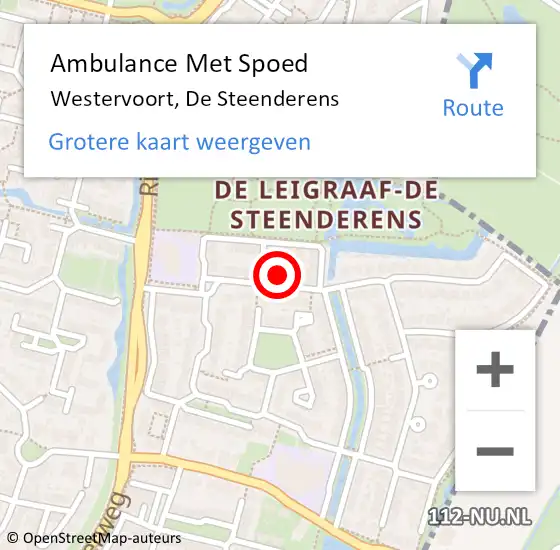 Locatie op kaart van de 112 melding: Ambulance Met Spoed Naar Westervoort, De Steenderens op 27 november 2021 11:22