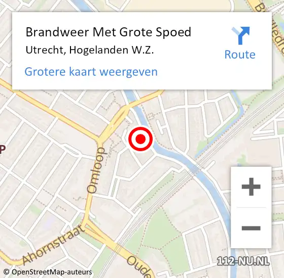 Locatie op kaart van de 112 melding: Brandweer Met Grote Spoed Naar Utrecht, Hogelanden W.Z. op 27 november 2021 11:24